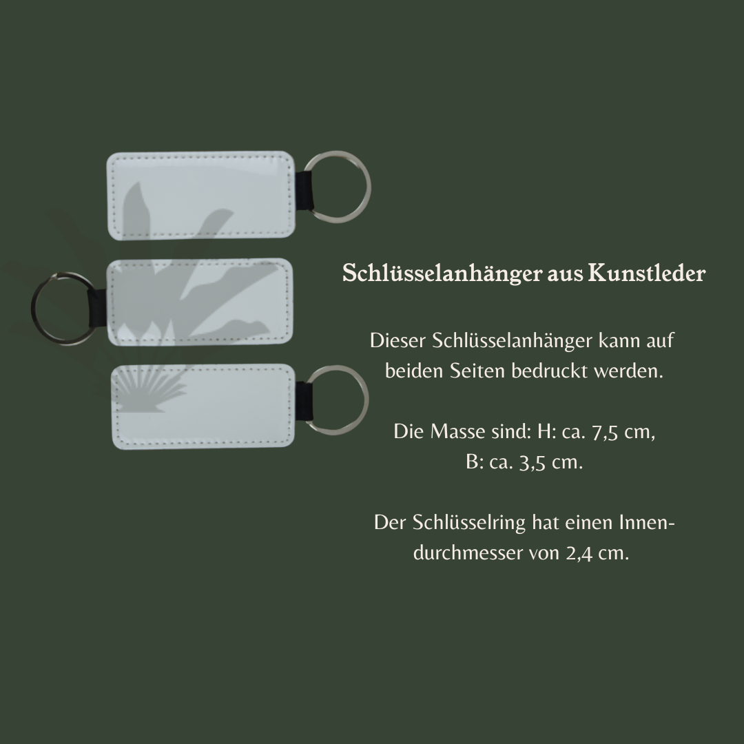 Schlüsselanhänger aus Kunstleder, weiß, beidseitig